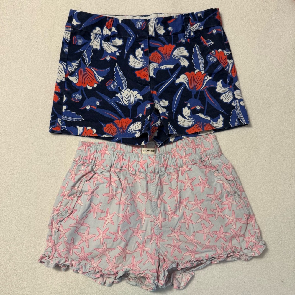 Crewcuts Floral and Starfish Patterned Girls Shorts Size 10